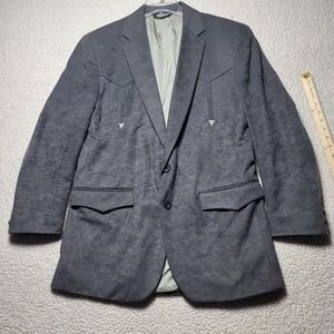 Vintage Silverado Western Blazer Mens 42L Charcoal Grey Faux Suede USA Made Coat